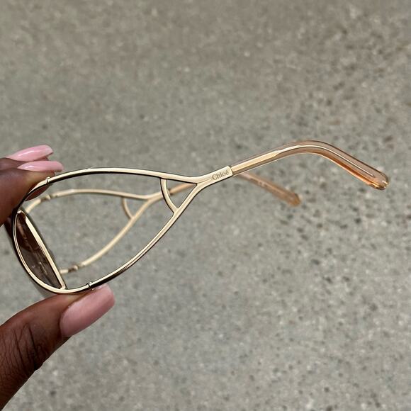 Chloé Gold/Peach Round Sunglasses - Picture 8 of 10